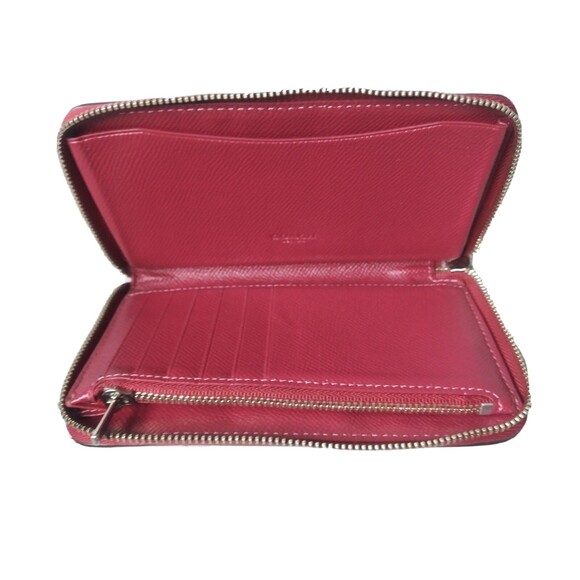Coach Cross-grain Leather Wallet Wristlet Maroon Red F58053 - Picture 6 of 7
